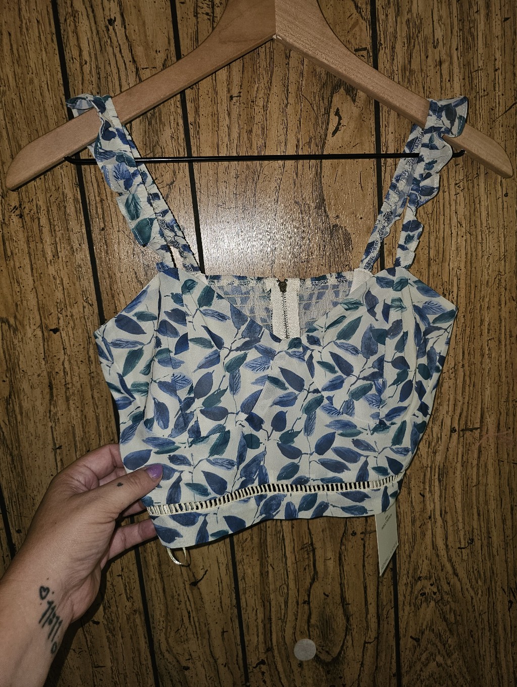 Nwt Kendall & Kylie Jenner Bustier Crop Top In Indigo Tropical - Small — image 3 of 8